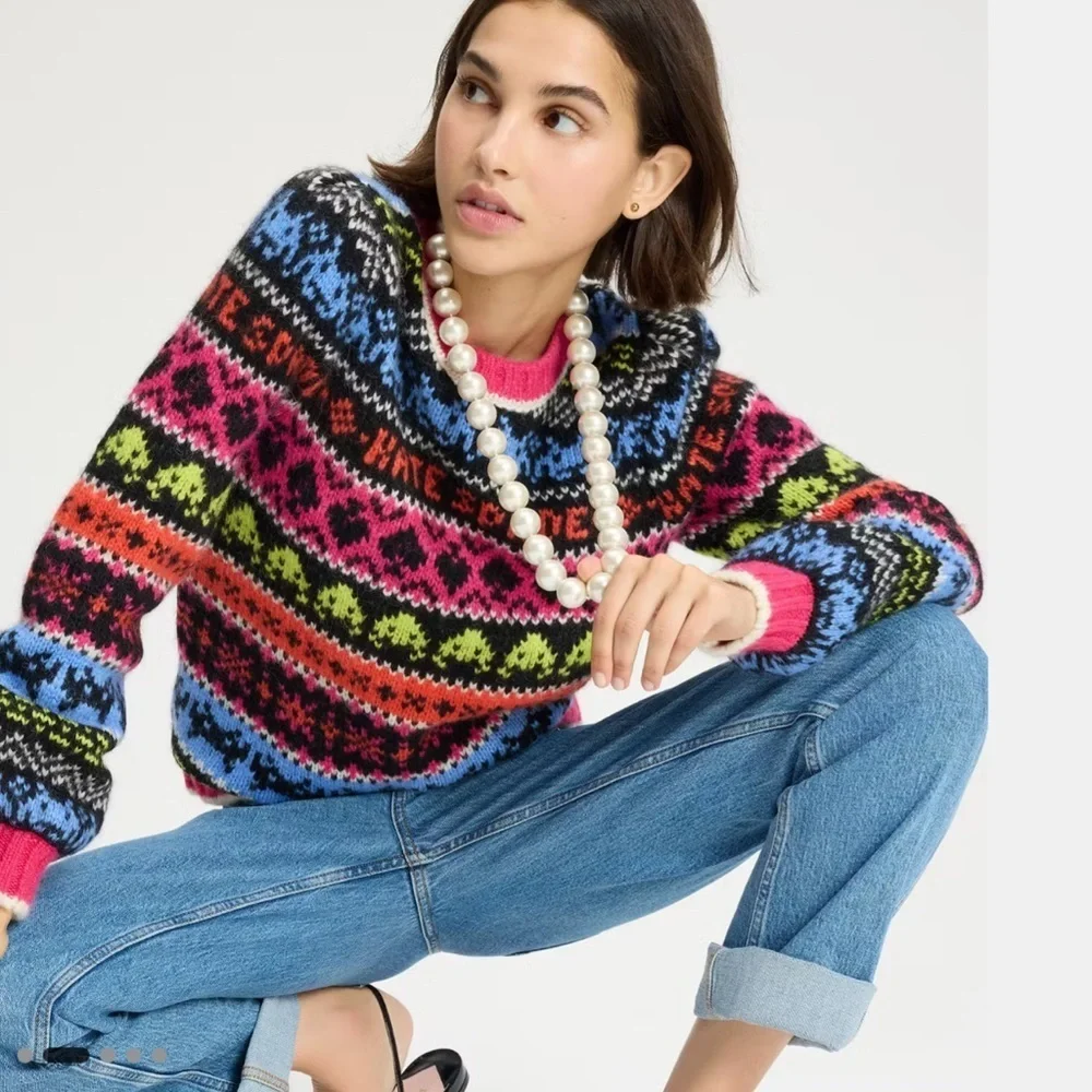 Space Invaders X Kate Spade Alpaca Fair Isle Sweater size Small